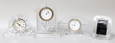 Lot 127 - Three Waterford Glass Mantel Timepieces,...