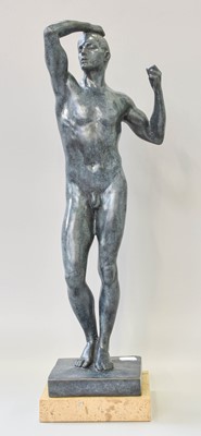 Lot 280 - A Reproduction Bronze Sculpture of a Nude Male,...