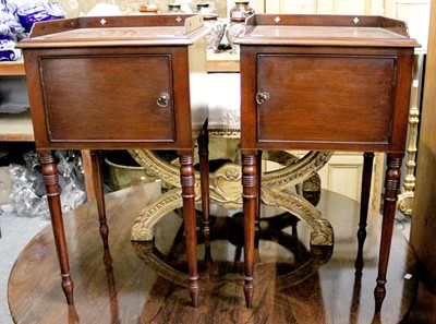 Lot 1186 - A Pair of Regency Style Mahogany Pot Cupboards,...