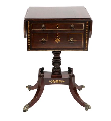 Lot 364 - A Regency Rosewood and Brass-Inlaid Pedestal...