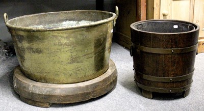 Lot 264 - A Staved Oak Coal Bucket, with metal liner,...