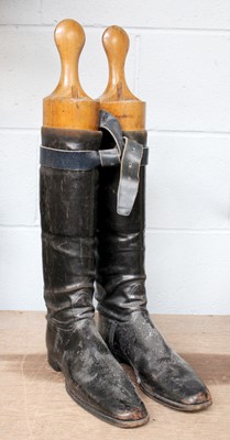 Lot 299 - A Pair of Black Leather Riding Boots, with a...