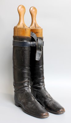 Lot 187 - A Pair of Black Leather Riding Boots, with a...