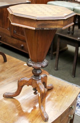 Lot 1454 - A Victorian Inlaid Centre Pedestal Work Table,...