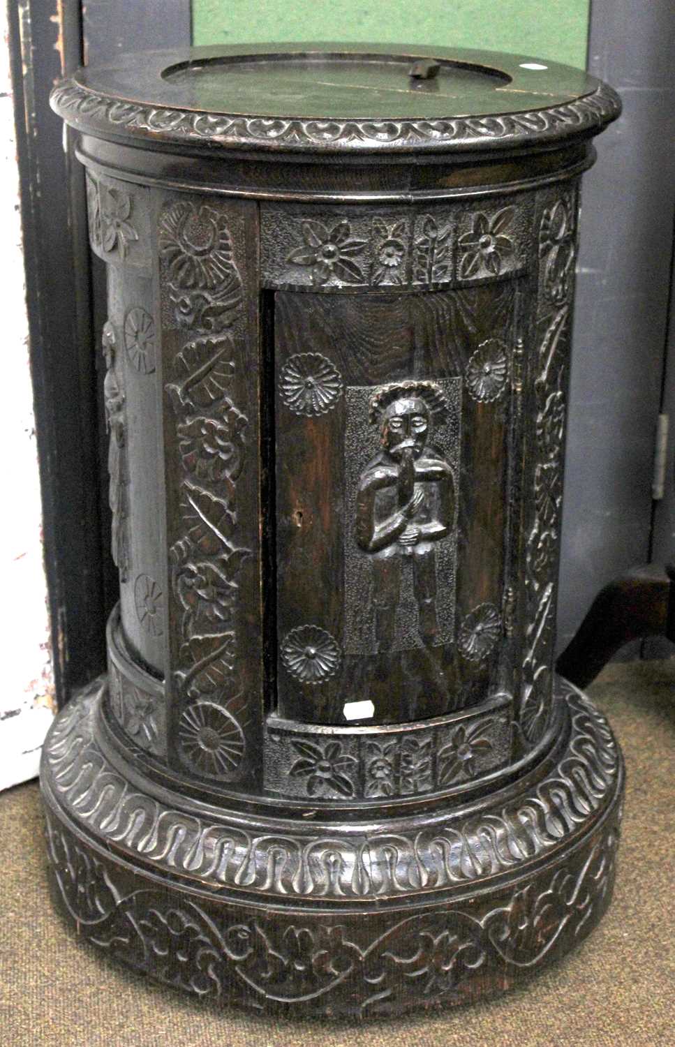 Lot 1492 - A Victorian Oak Pedestal Pot Cupboard,