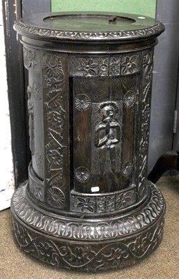 Lot 1492 - A Victorian Oak Pedestal Pot Cupboard, heavily...