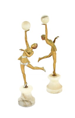 Lot 134 - Two Art Deco Spelter Figures, modelled as...
