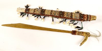 Lot 179 - A Dyak Mandau (Headhunter's Sword), with later...