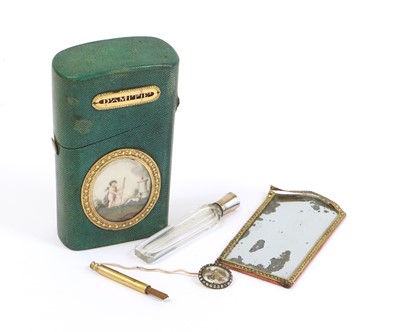 Lot 175 - A French Gilt Metal Mounted Shagreen Etui,...