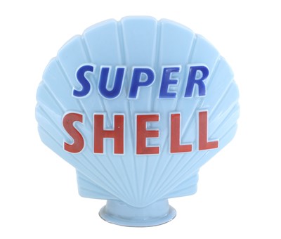 Lot A Blue Super Shell Glass Petrol Pump Globe by...