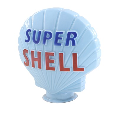 Lot 534 - A Blue Super Shell Glass Petrol Pump Globe by...