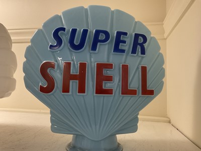 Lot 534 - A Blue Super Shell Glass Petrol Pump Globe by...