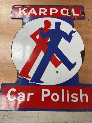 Lot 572 - A Double-Sided Enamel Advertising Sign: KARPOL...