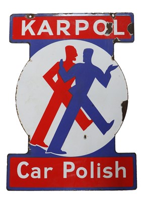 Lot A Double-Sided Enamel Advertising Sign: KARPOL...