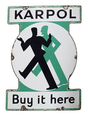 Lot A Single-Sided Enamel Advertising Sign: KARPOL...