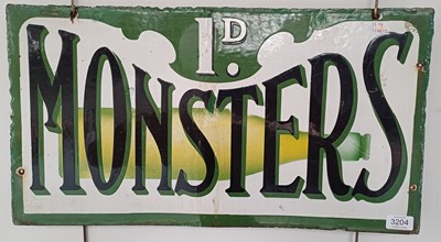 Lot 3204 - Monster 1d Enamel Sign
