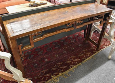 Lot 1198 - A Chinese Elm Carved Altar Table, 156cm by...