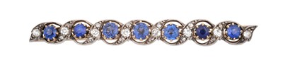 Lot 2328 - A Sapphire and Diamond Brooch seven round cut...