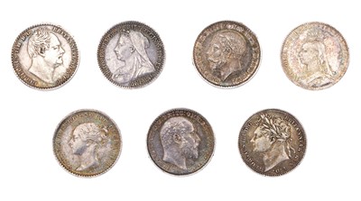 Lot 277 - Assorted Maundy Pennies; 7 pennies comprising;...