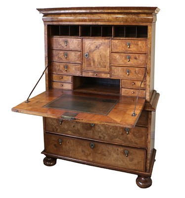 Lot 327 - A Queen Anne Figured Walnut, Featherbanded and...