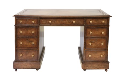 Lot 334 - A Victorian Burr Walnut Double-Pedestal Desk,...