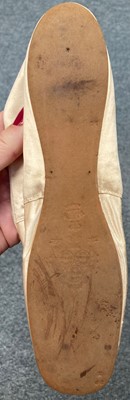 Lot 2115 - Pair of Early 19th Century Cream Silk Shoes,...
