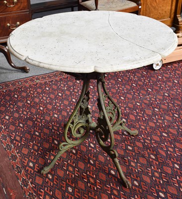 Lot 1384 - A Cast Iron Garden Table, the lobed and molded...