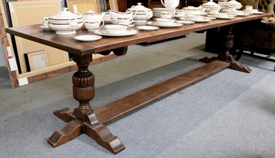 Lot 1137 - A Large Oak Refectory Dining Table, 20th...