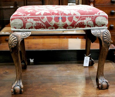 Lot 1445 - ~ A 19th-century Carved Walnut Stool in George...