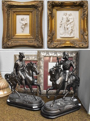 Lot 231 - After E Laurent, two silvered mounted figures...