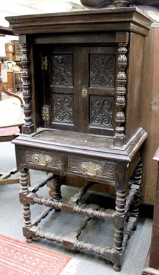 Lot 1194 - An Oak Side Cabinet on Stand, in 17th-century...