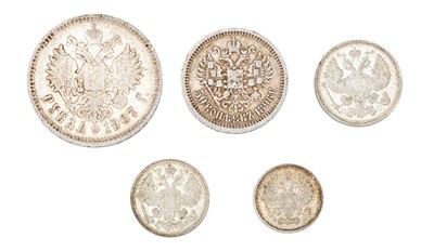 Lot 67 - Assorted Russian Silver Coins, 5 coins...