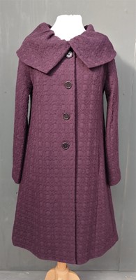 Lot 1055 - LK Bennett Wool Coat in a textured plum colour...