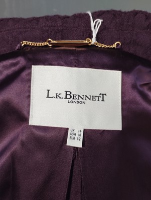 Lot 1055 - LK Bennett Wool Coat in a textured plum colour...