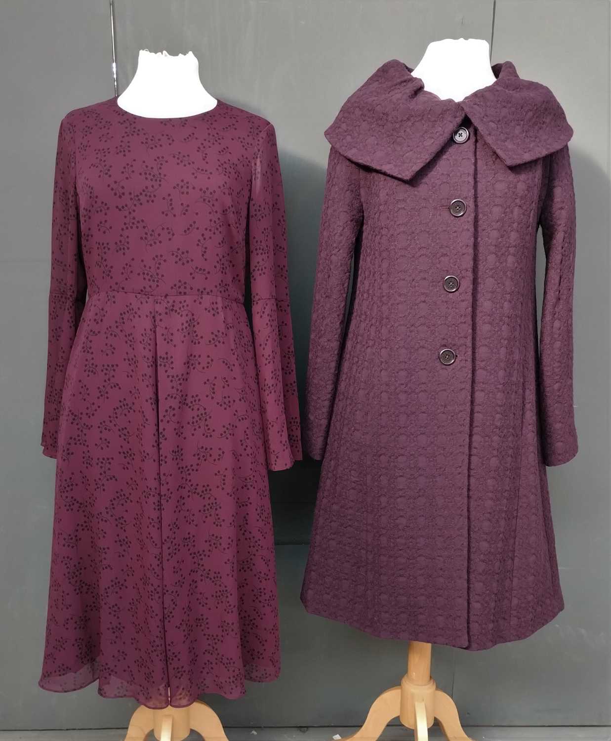Lot 1055 - LK Bennett Wool Coat in a textured plum colour...