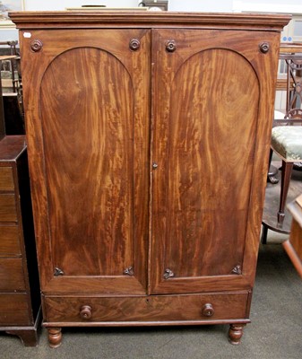 Lot 1466 - A Victorian Mahogany Double Door Wardrobe,...