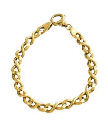 Lot 476 - A 9 Carat Gold Curb Link Bracelet, length 21cm