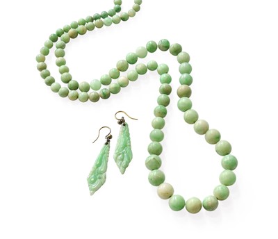 Lot 336 - A Jade Bead Necklace, formed of one hundred...