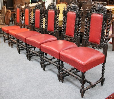 Lot 1156 - A Set of Six Oak Dining Chairs, circa 1900,...