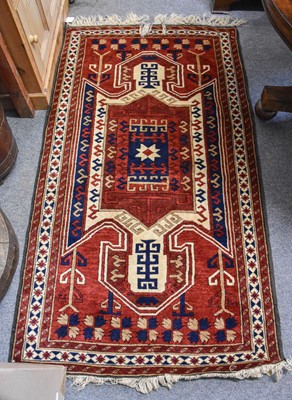 Lot 1228 - Kazakh Design Rug, the chestnut field with...