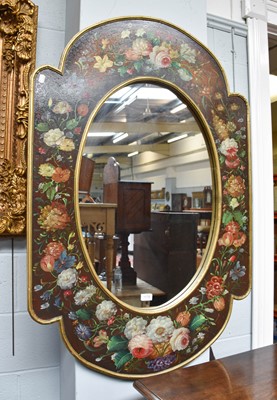 Lot 1176 - A Reproduction Hanging Mirror, with oval plate,...