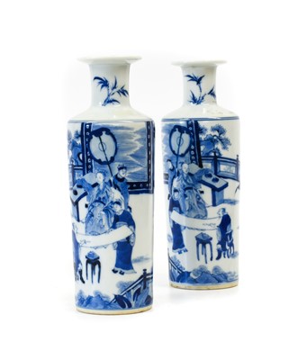 Lot 136 - A Pair of Chinese Porcelain Small Rouleau...