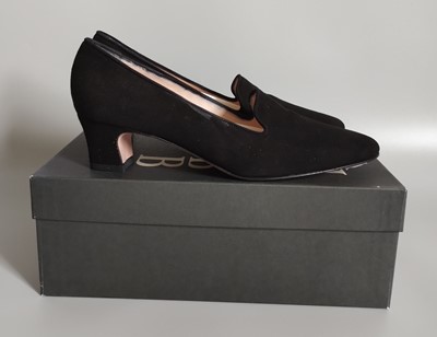 Lot 1052 - Pair of Hobbs Black Suede Court Shoe, boxed...