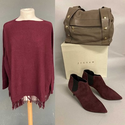 Lot 1083 - Pair of Jigsaw Plum Suede Ankle Boots, with...