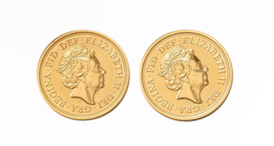 Lot 459 - 2x Elizabeth II, Sovereigns 2016; both...