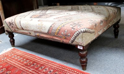 Lot 1189 - A Large Rectangular Low Stool, with needlework...