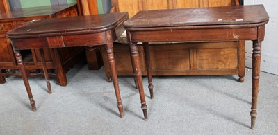 Lot 1295 - Two Similar Regency Mahogany Fold Over Tables,...