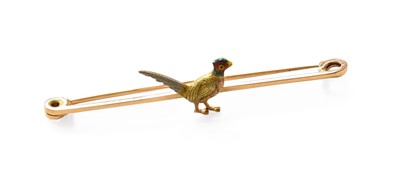 Lot 432 - An Enamel Pheasant Brooch, the yellow tapered...