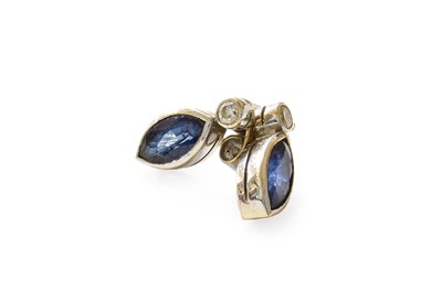 Lot 398 - A Pair of Sapphire and Diamond Earrings, a...