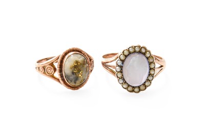 Lot 426 - A 9 Carat Gold Cameo and Split Pearl Ring,...